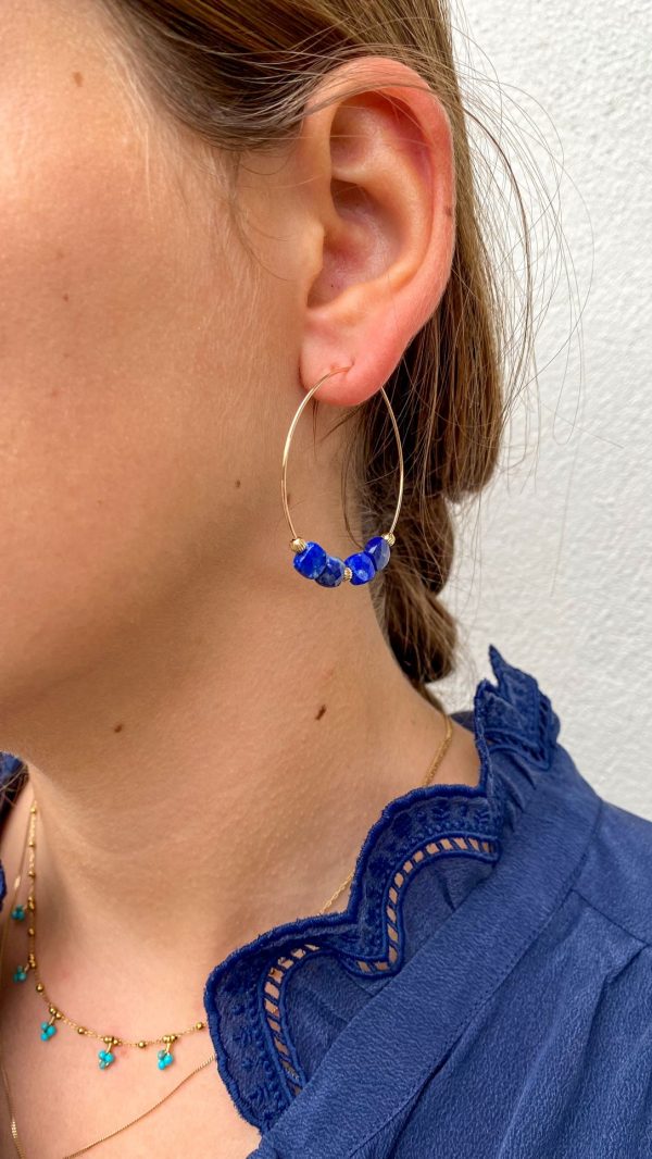 Boucles d'oreilles créoles en Pierres Naturelles et Plaqué or | Bali – Image 6