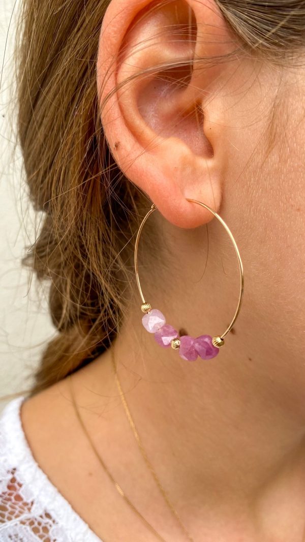 Boucles d'oreilles créoles en Pierres Naturelles et Plaqué or | Bali – Image 4