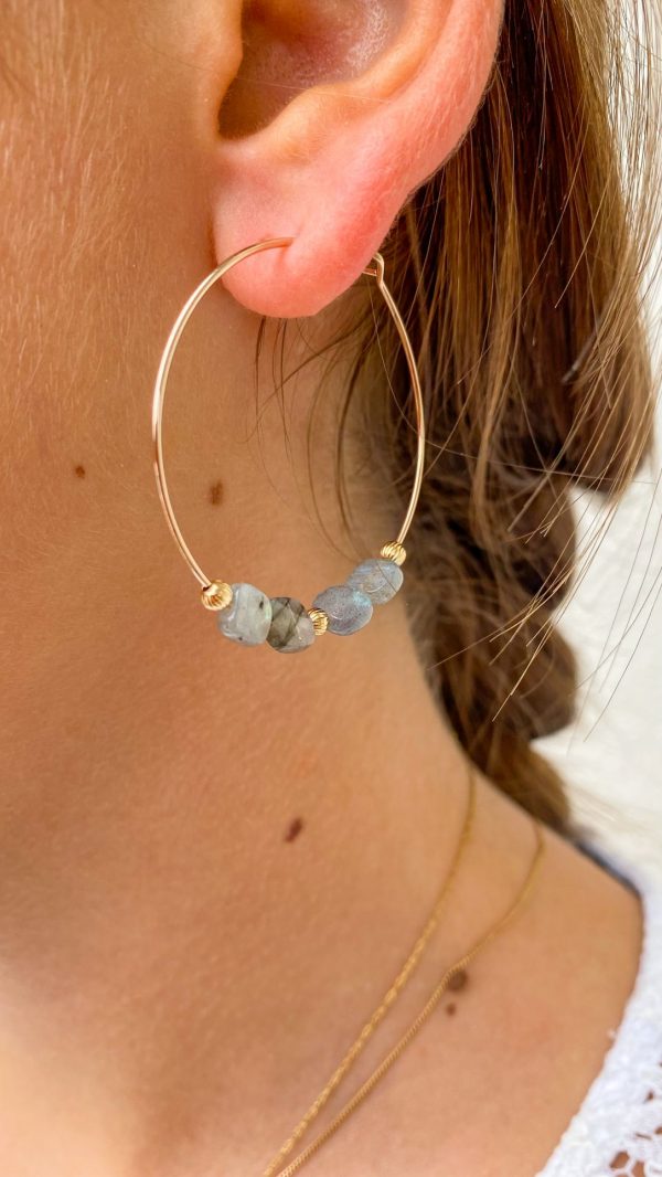 Boucles d'oreilles créoles en Pierres Naturelles et Plaqué or | Bali – Image 5