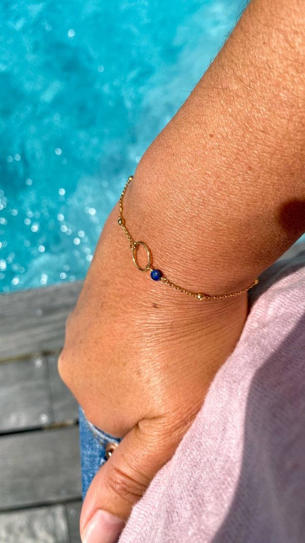 Bracelet chaine perlée plaqué or et pierres naturelles | Crète – Image 3