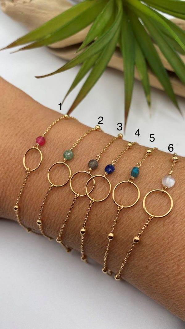 Bracelet chaine perlée plaqué or et pierres naturelles | Crète