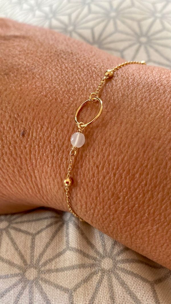 Bracelet chaine perlée plaqué or et pierres naturelles | Crète – Image 6