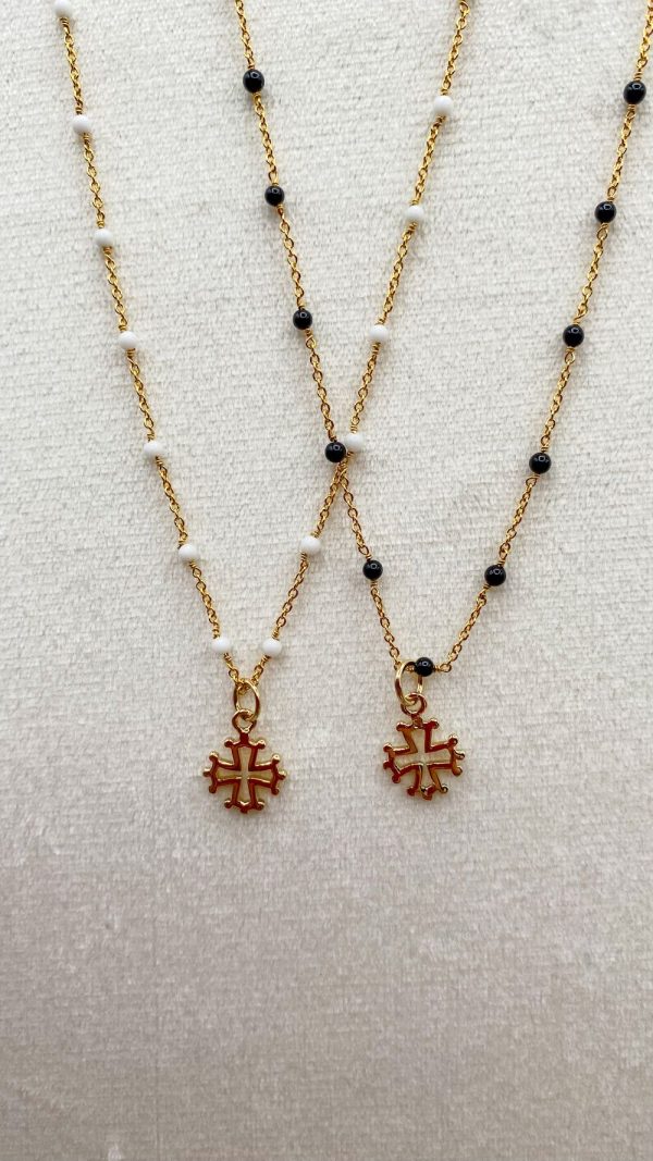 Collier croix occitane et chaine perlée | Saint Sernin – Image 7