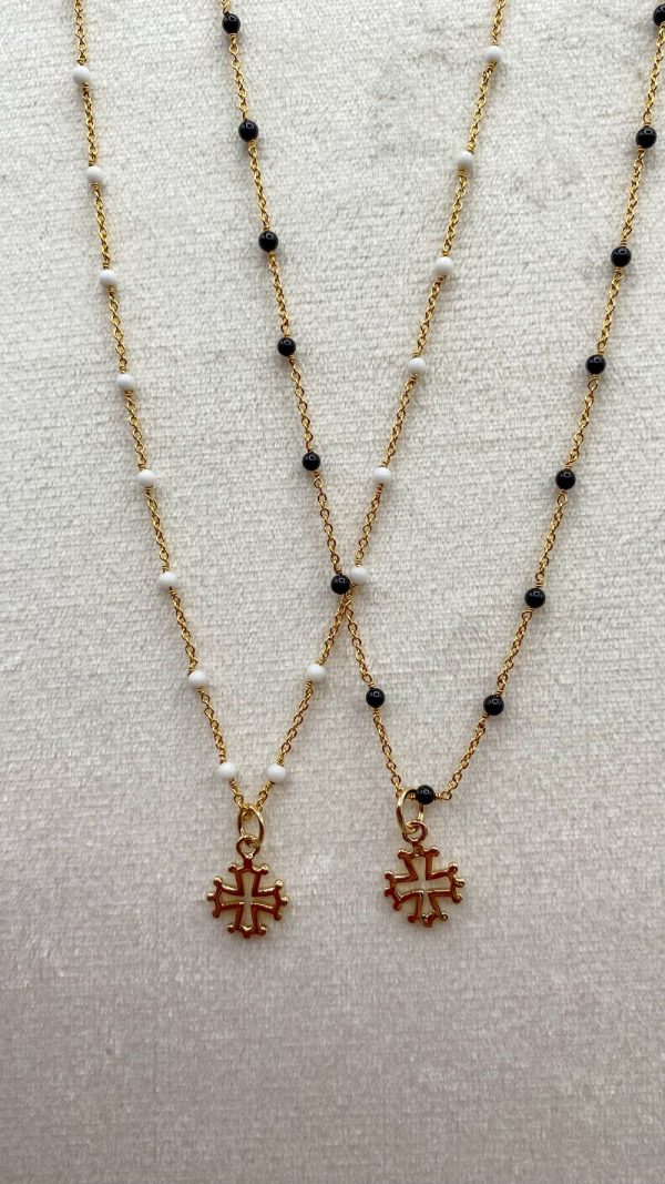 Collier croix occitane et chaine perlée | Saint Sernin – Image 6