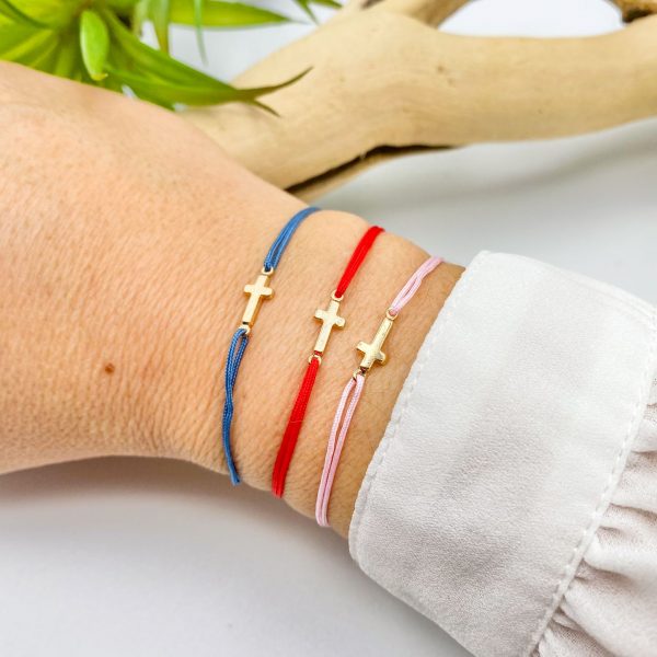 Bracelet sur cordon Croix en Plaqué Or  | ô Jésus