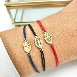 Bracelet sur cordon Croix en Plaqué Or  | Croix Joyeuse