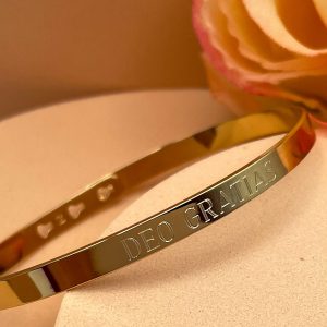 Bracelet Jonc Gravé en  Plaqué Or | DEO GRATIAS