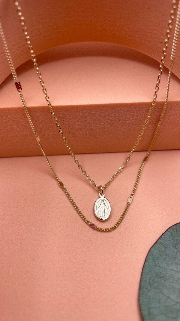 Collier double rang et médaille miraculeuse en Plaqué Or | Virgo Maria – Image 4