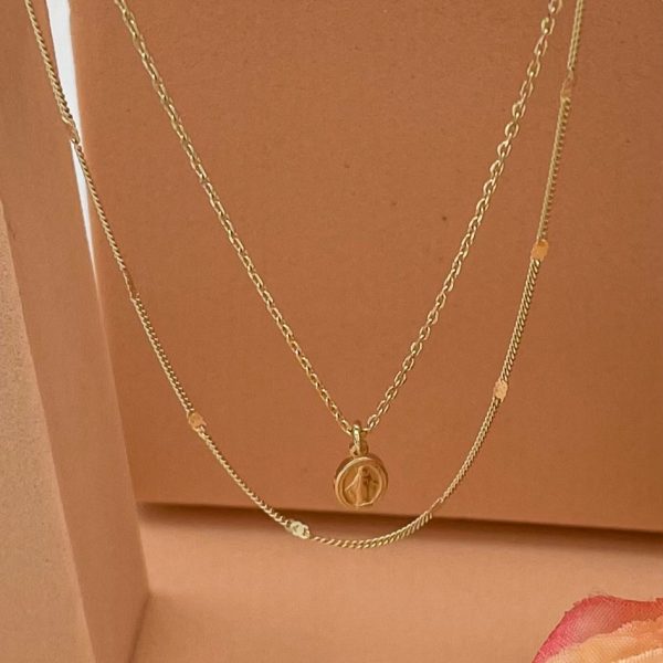 Collier double rang et médaille miraculeuse en Plaqué Or | Virgo Maria