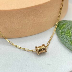 Collier bohème Fidji avec pendentif tube balinais en plaqué or