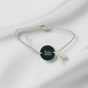 Bracelet catho en argent gravé & personnalisé avec sa médaille miraculeuse et croix en émail | Fêtes de la Foi