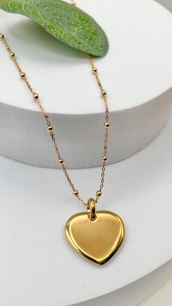 Collier cœur pendentif cœur bombé en Plaqué Or | Ikaria – Image 2