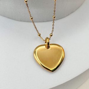 Collier cœur pendentif cœur bombé en Plaqué Or | Ikaria