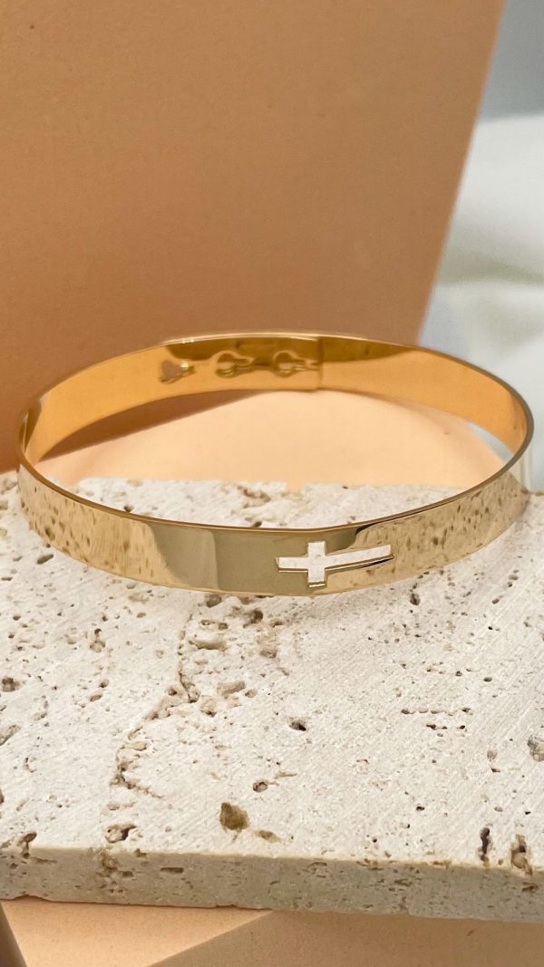 Bracelet Jonc Plaqué Or | Croix de Jésus – Image 3