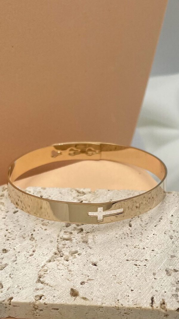 Bracelet Jonc Plaqué Or | Croix de Jésus – Image 2