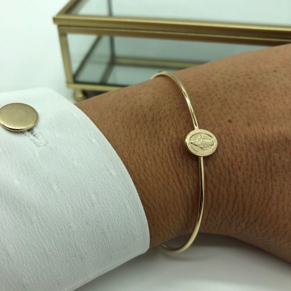 Bracelet Demi-Jonc Plaqué Or | Médaille miraculeuse – Image 5