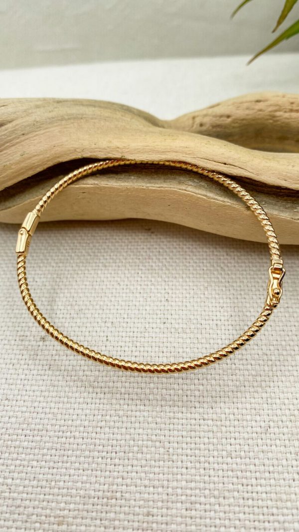 Bracelet jonc ouvrant torsadé en plaqué or | Ré – Image 2