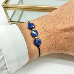 Bracelet Lapis- lazuli et Plaqué Or sur fil | Mendès