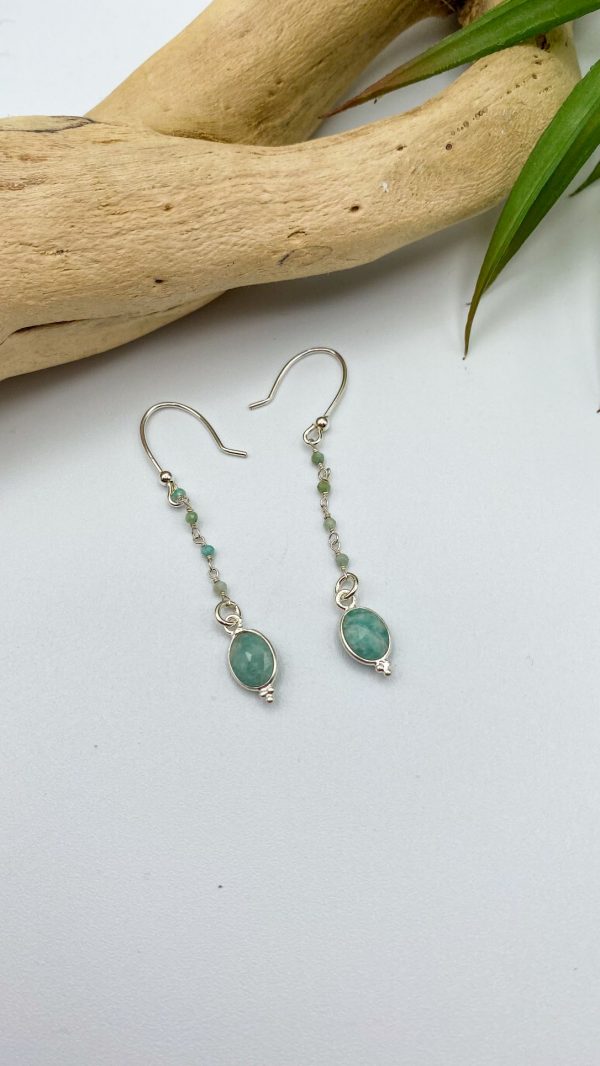Boucle d'oreille pendante argent et Amazonite | Lérins – Image 3