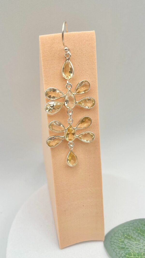 Boucles d’oreilles en argent et citrine jaune naturelle