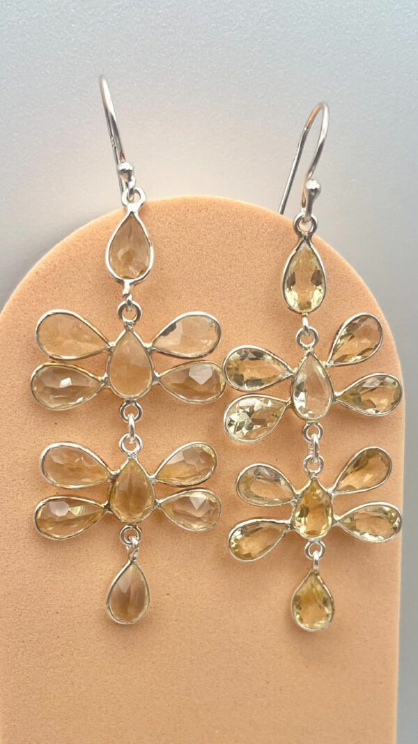 Boucles d’oreilles en argent et citrine jaune naturelle