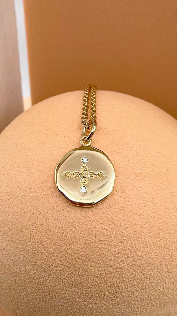 Collier croix en strass en Plaqué Or | Louange à toi