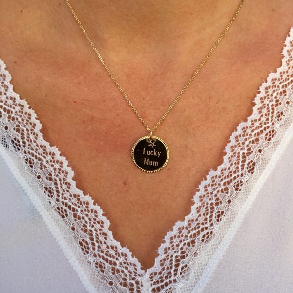 Collier Gravé et Personnalisé Plaqué Or pour les Mères | Lucky Mum – Image 2