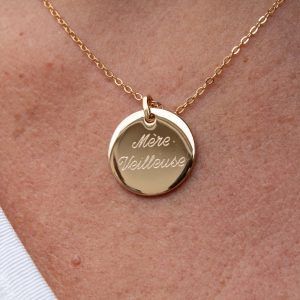 Collier Gravé & Personnalisé Plaqué Or | Mère veilleuse
