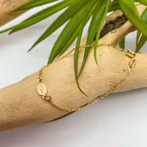 Bracelet Plaqué Or chaine forçat et médaille miraculeuse | ô Marie