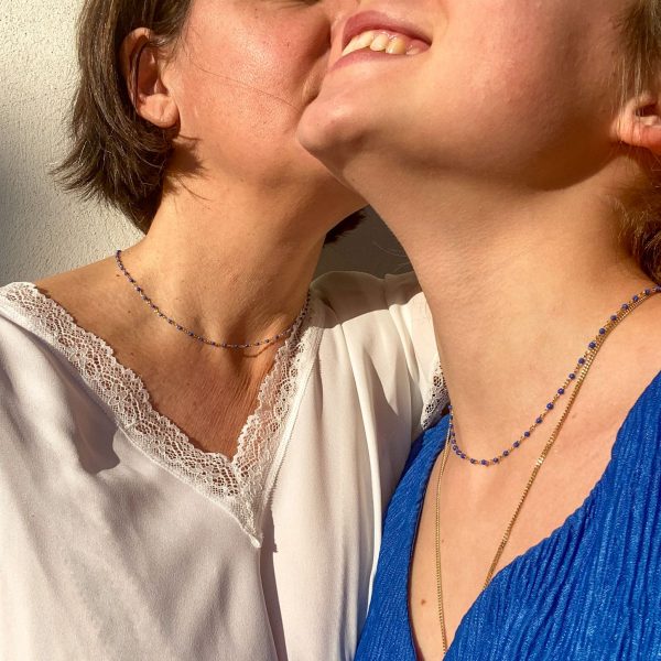 Collier Plaqué Or & Email bleu  | Mirihi – Image 6