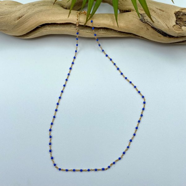 Collier Plaqué Or & Email bleu  | Mirihi – Image 2