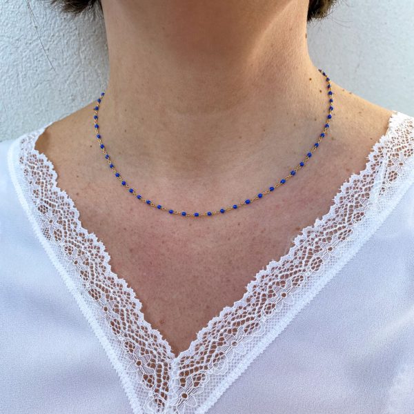 Collier Plaqué Or & Email bleu  | Mirihi – Image 3