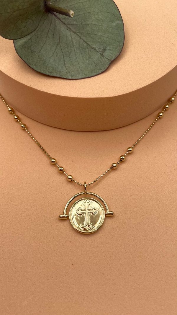 Collier croix médaille réversible en plaqué or | Padre – Image 3