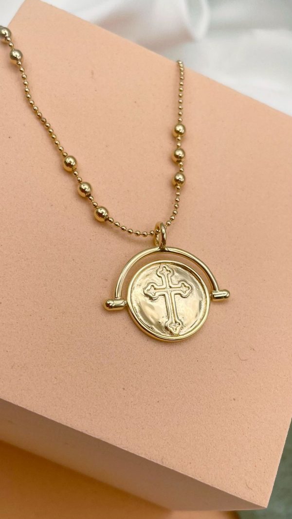 Collier croix médaille réversible en plaqué or | Padre – Image 6