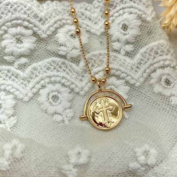 Collier croix médaille réversible en plaqué or | Padre – Image 4