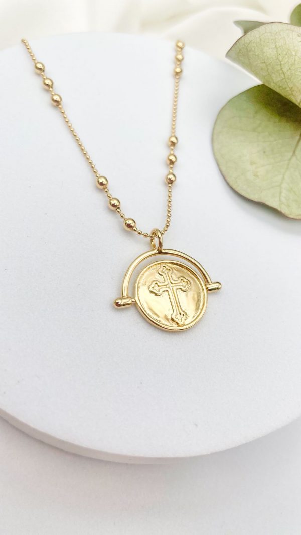 Collier croix médaille réversible en plaqué or | Padre – Image 5