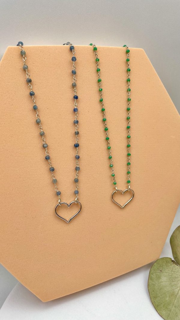 Collier cœur argent sur chaine perlée | Pangkor – Image 2