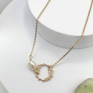 Collier Perle de culture baroque Plaqué Or | Papouasie