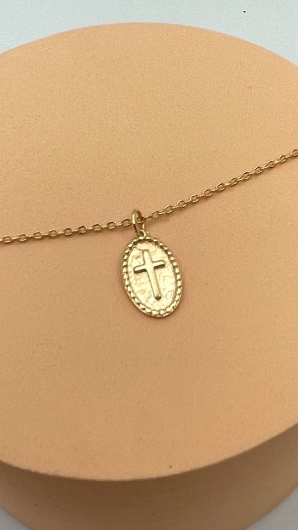 Collier médaille ovale et Croix Plaqué Or | Santa Croce