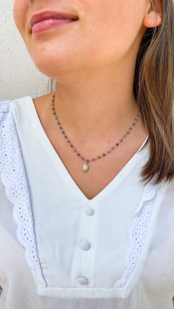 Collier chaine rosaire argent et gemmes avec une médaille miraculeuse en Argent | Notre Dame du Bon Secours – Image 11