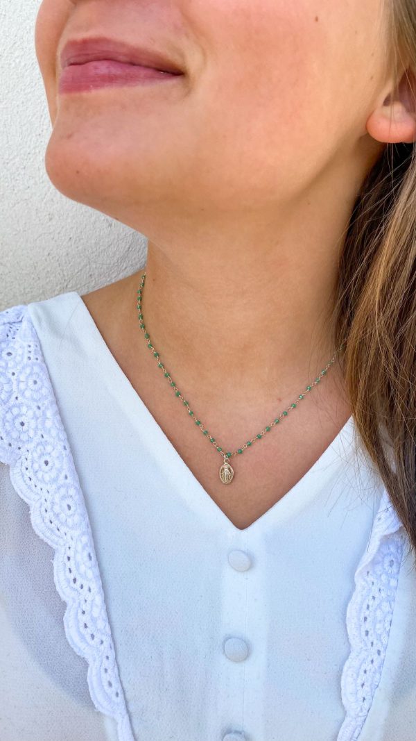 Collier chaine rosaire argent et gemmes avec une médaille miraculeuse en Argent | Notre Dame du Bon Secours – Image 10
