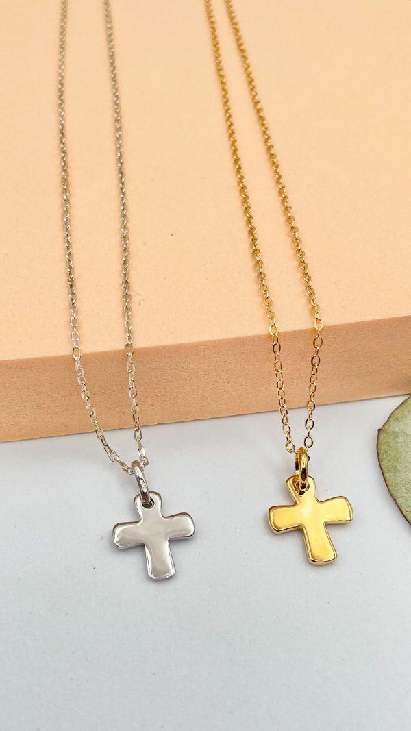 Collier communion fille ou garçon croix en argent ou plaqué or | Saint Jean – Image 2