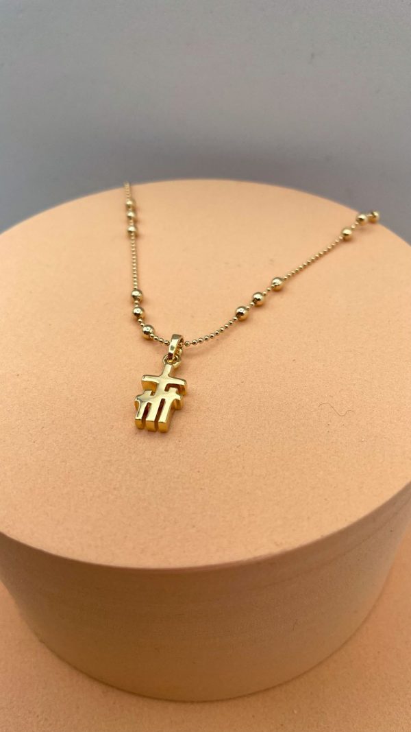 Collier chaîne bille et triple croix en plaqué or | la Trinité (au nom du Père, du fils, du Saint Esprit)
