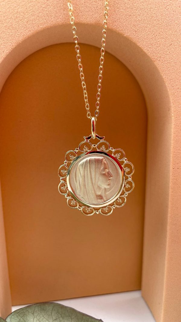 Collier Médaille Vierge Marie au voile | Vierge Marie – Image 2