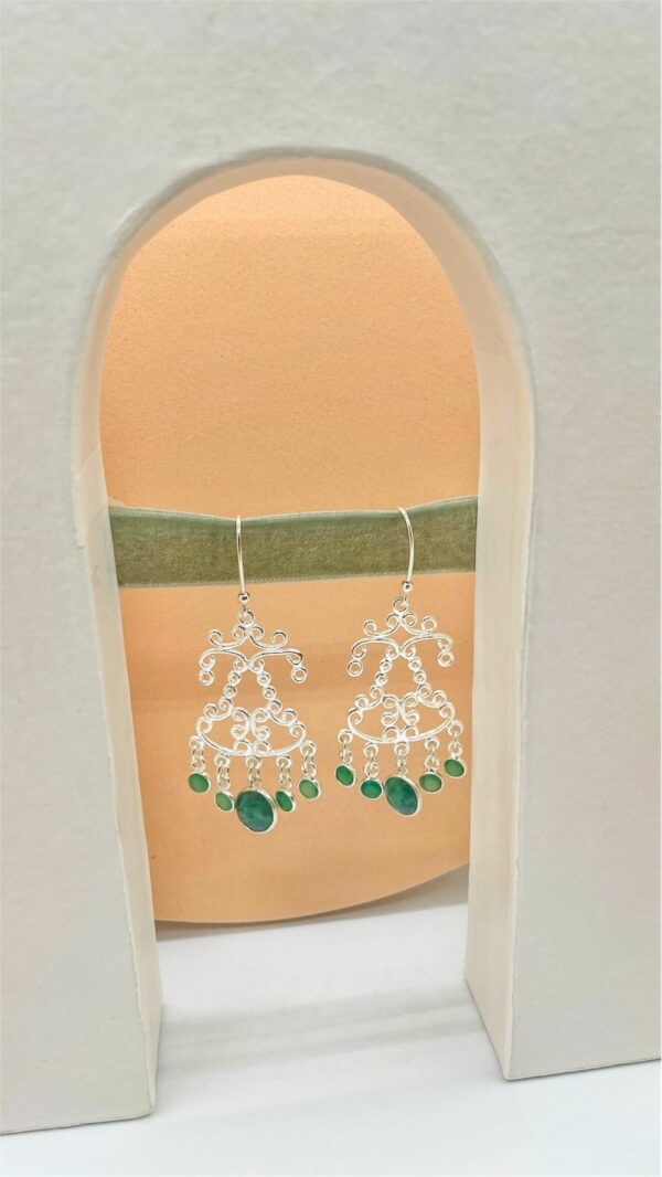 Boucles d'oreilles fines en argent et onyx vert - Gemmes ...& vous