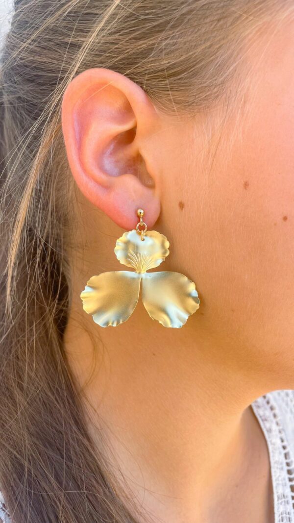 Boucles d’oreilles dorées en forme de fleur – bijou lumineux et féminin