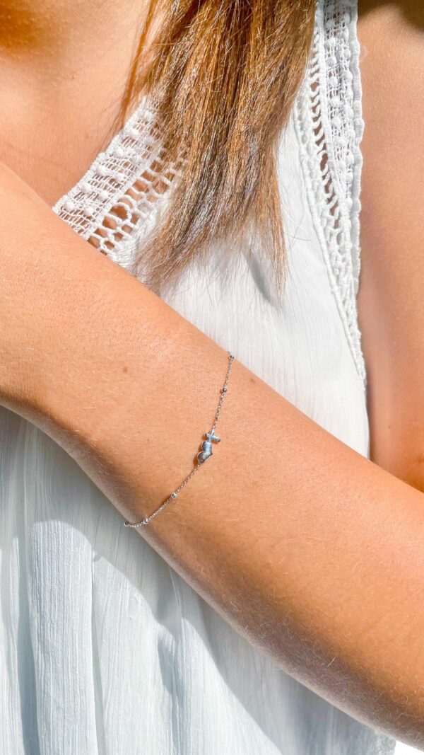Bracelet religieux cœur et croix en argent ajustable – bijou chrétien moderne Gemmes…& Vous