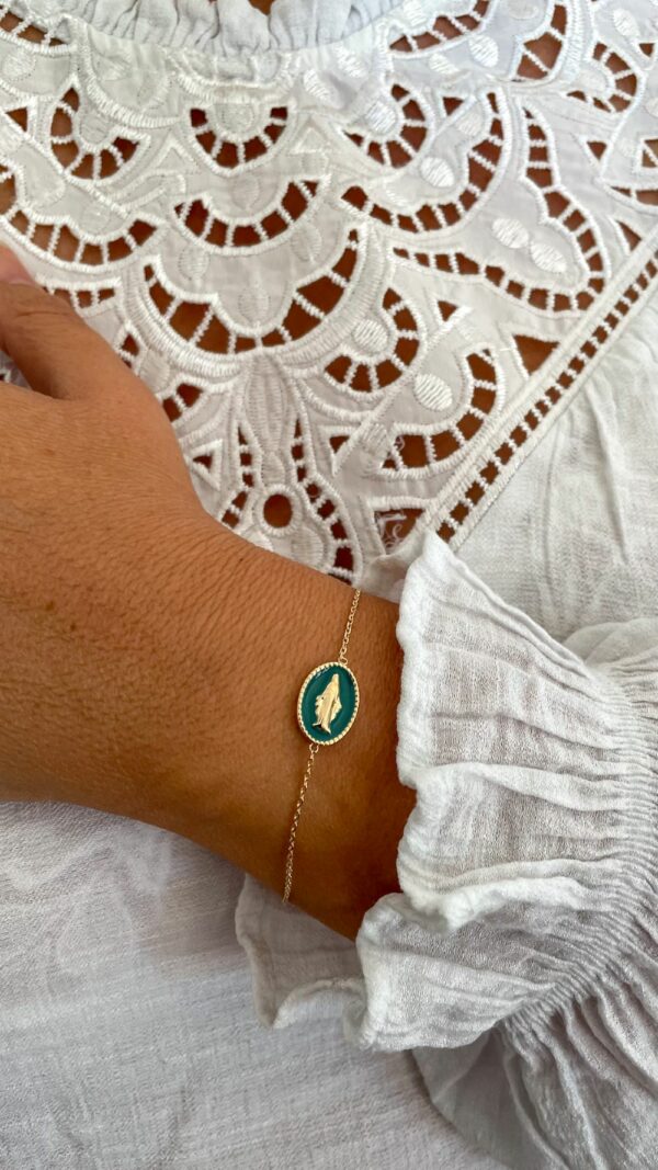 Bracelets religieux modernes en plaqué or avec médailles colorées et émaillées de la médaille miraculeuse- Médaille Vierge Marie- Bijoux chrétiens modernes Gemmes & Vous