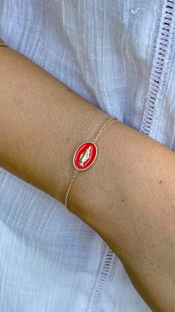 Bracelets religieux modernes en plaqué or avec médailles colorées et émaillées de la médaille miraculeuse- Médaille Vierge Marie- Bijoux chrétiens modernes Gemmes & Vous