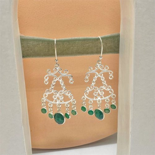 Boucles d'oreilles fines en argent et onyx vert - Gemmes ...& vous